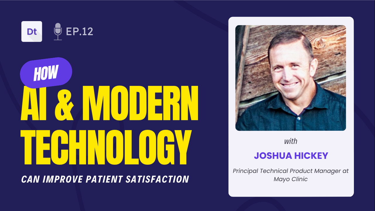 AI and human interaction in healthcare illustration.